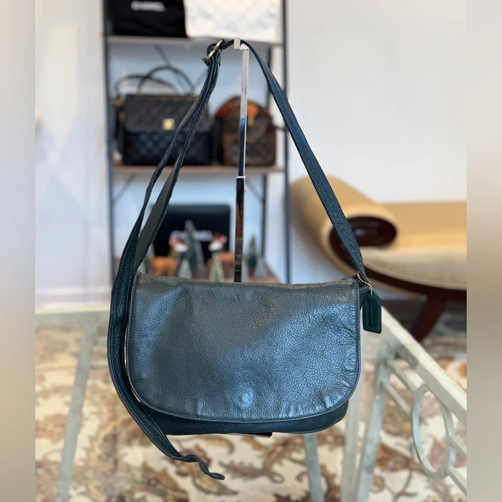 Vintage Coach ‎ 4900 Sonoma Flap GREEN Leather Saddle Bag
